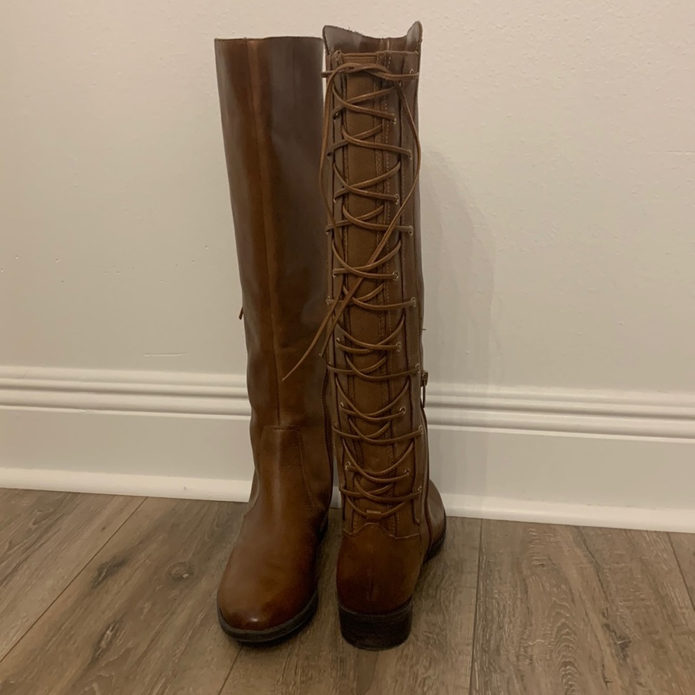 Vince Camuto Brown Lace Leather Boots